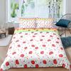 Strawberry Duvet Cover Set Girl King Size Comforter Cover Set Red Strawberry Bedding Set Food Fruit Quilt Cover for Kids Gift