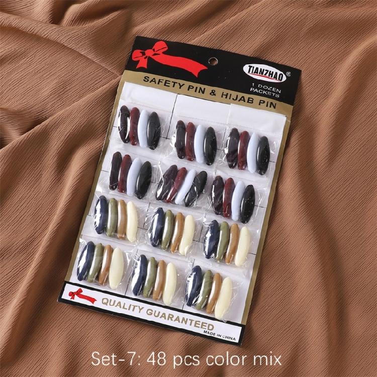 Hijab Pin 48 Pieces Diamonds Shape Muslim Women Hijab Sari Pins Black Safety Pin