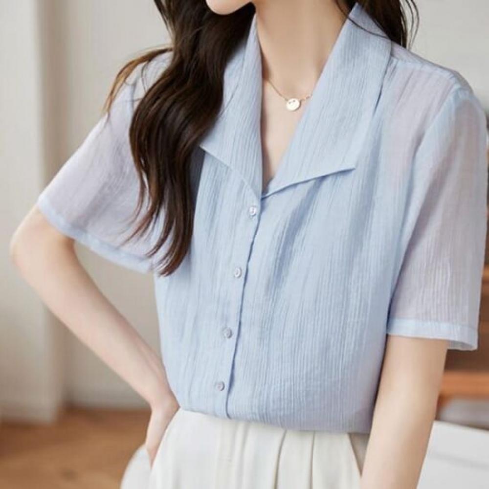 Navava Women Collar Short Sleeve Shirt Nb2604