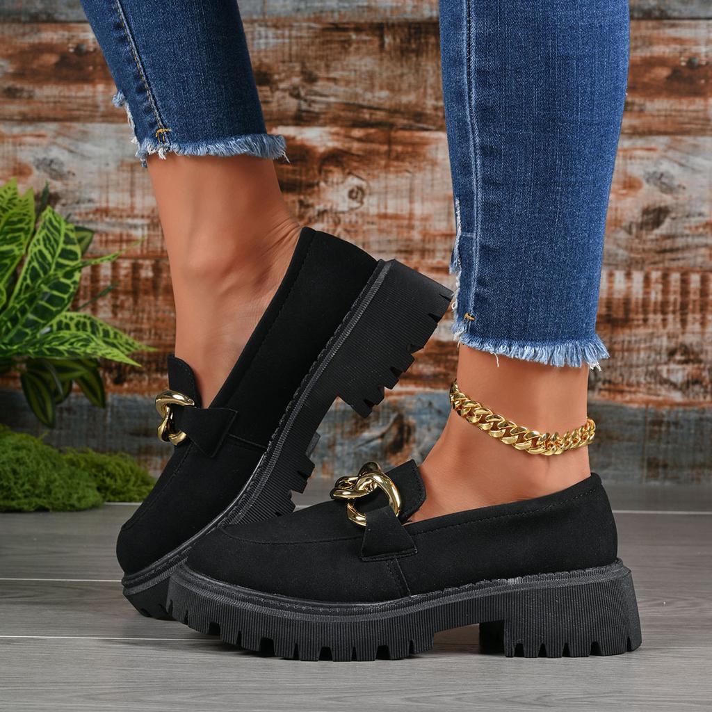 Women Loafers Spring Autumn Thick Bottom Shoes for Women British Style Casual Flat Shoes Retro Leisure Round Toe Sneakers Women