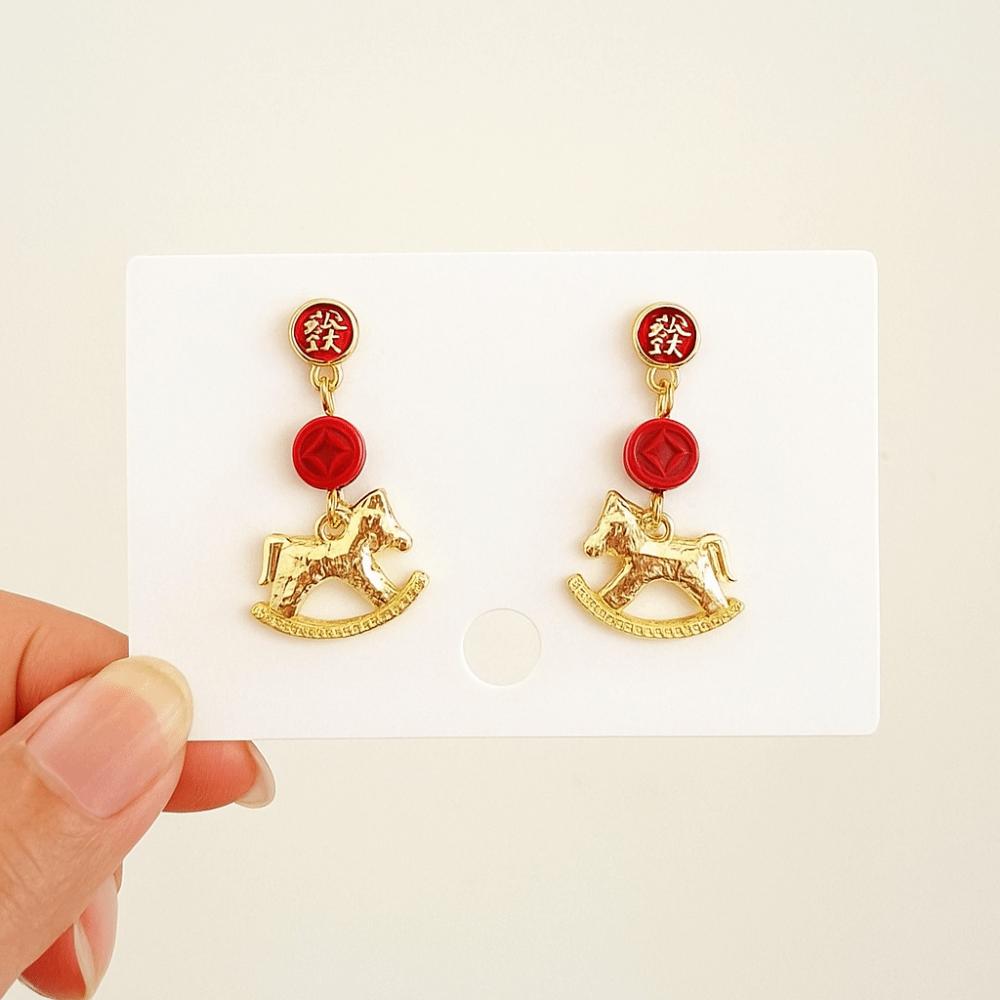 Fashion Jewelry New Year Horse Earrings Cartoon Horse Horse Mascot Drop Earrings Party