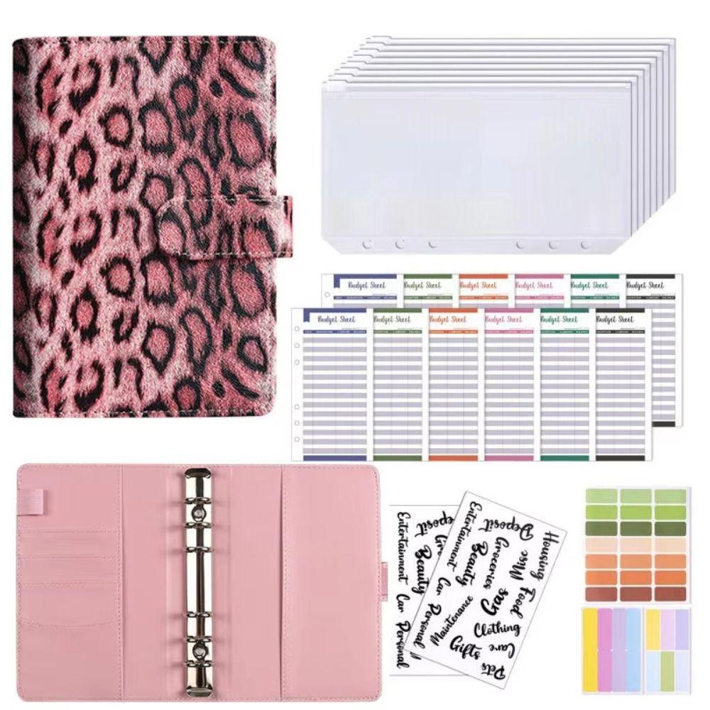 6 Hole Binder Pockets Soft Budget Binder Planner PU Notebook Binder  for Budgeting