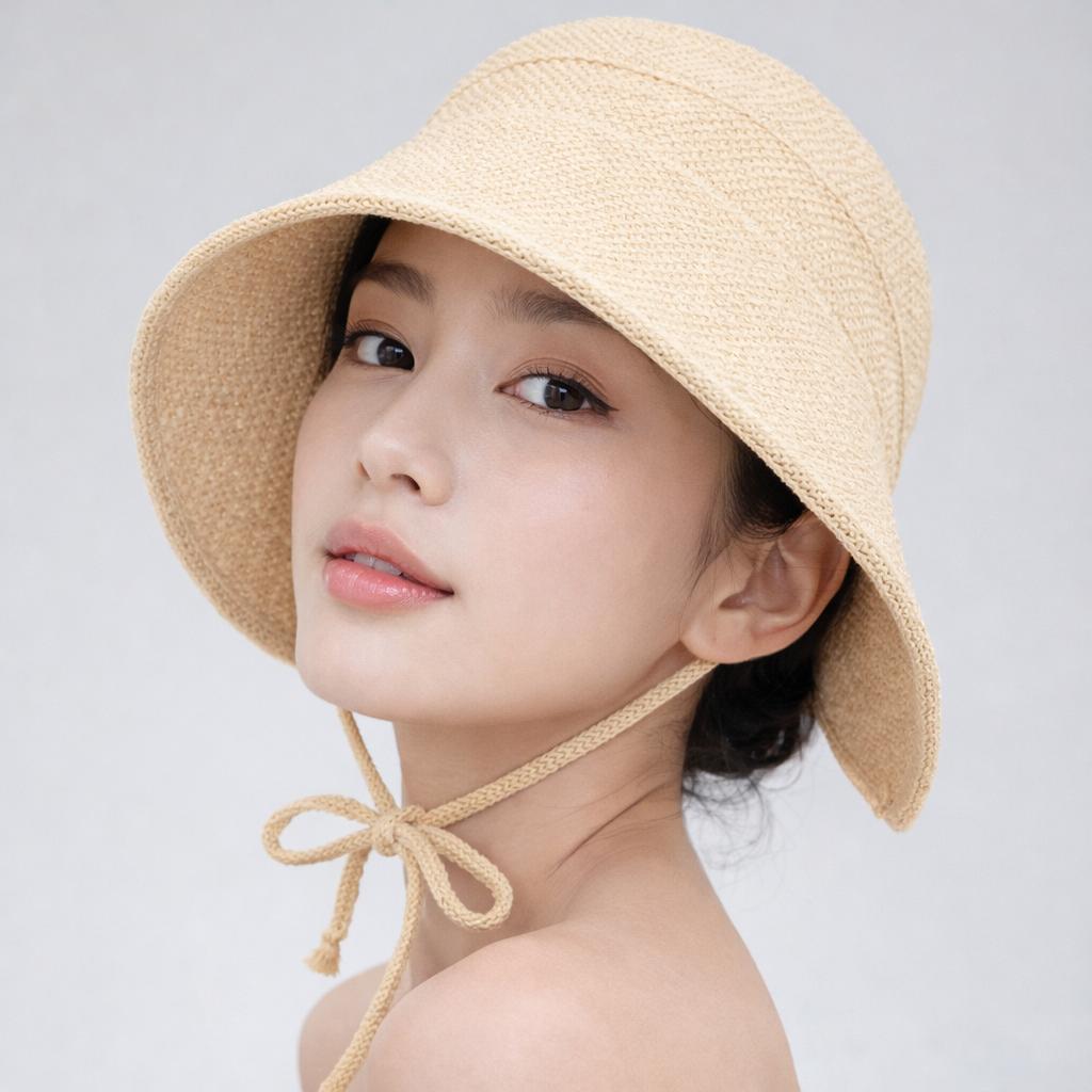 Летняя бумажная ведерная шляпа light beige