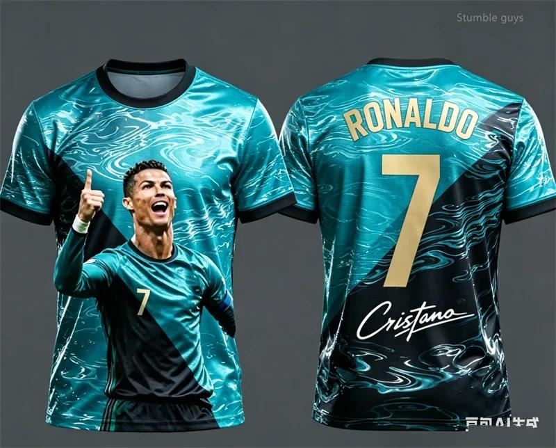 Ronaldo No.7 AI Pattern 3D Print Men's Football T-shirt Oversized Sports Short Sleeve Jersey for Kids Unisex Summer Trend 2026
