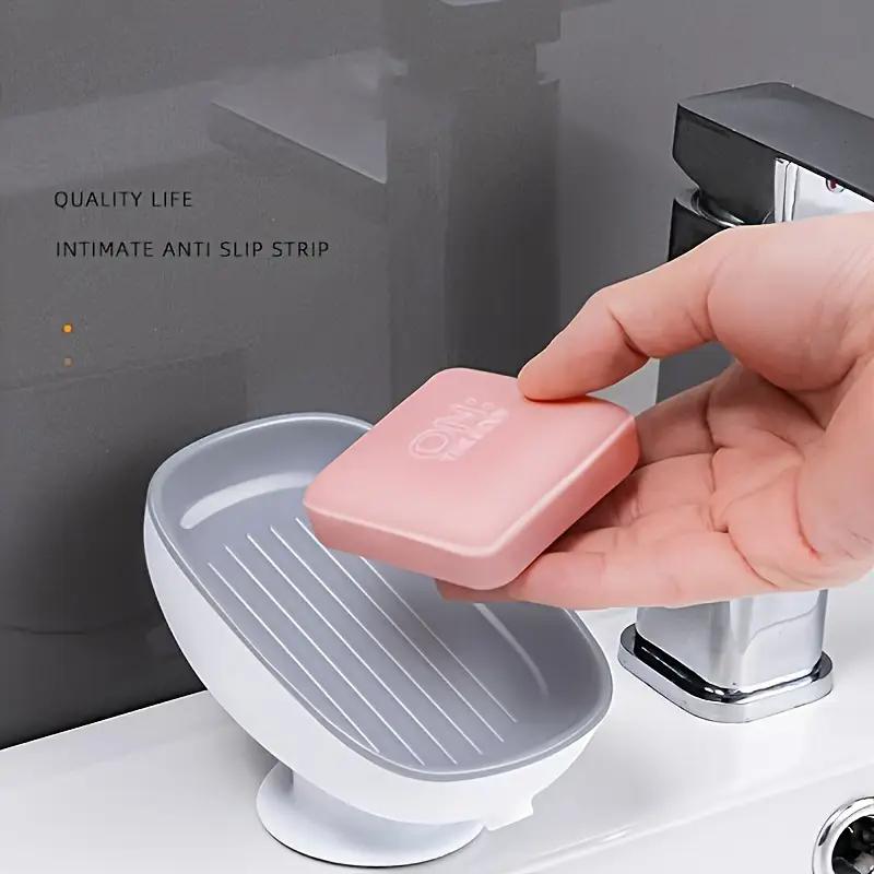 1Pc Luxurious Adjustable Oval Storage Soap Dish with Drain - Wall-Mounted Anti-Slip Removable Soap Box for Bathroom