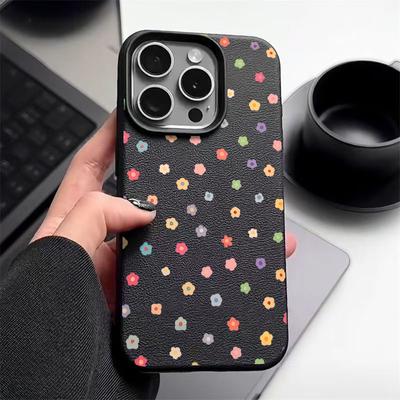 Custodia per telefono in morbido TPU con motivo a fiori, tinta unita, per iPhone 16 Pro 15 14 13 12 Pro Max 11, antiurto, in pelle, anti-caduta, sottile