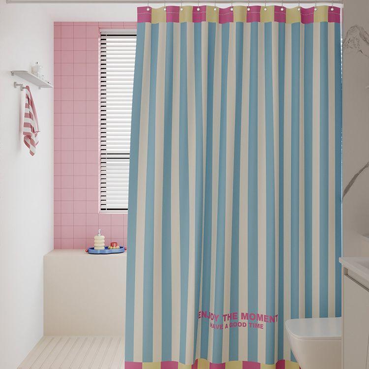 

Dopamine Colorful Striped Thicken Shower Curtain Waterproof Anti-Mold Bathroom Curtain Partition Hanging Perforating Panel W60H190(CM)-1 Pcs