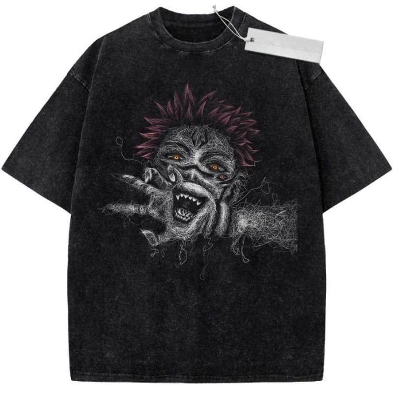 Oversize Vintage Washed One Piece T Shirt Boa Hancock and Jewelry Bonney Purple Pattern Anime Print Streetwear Casual Daily Wear