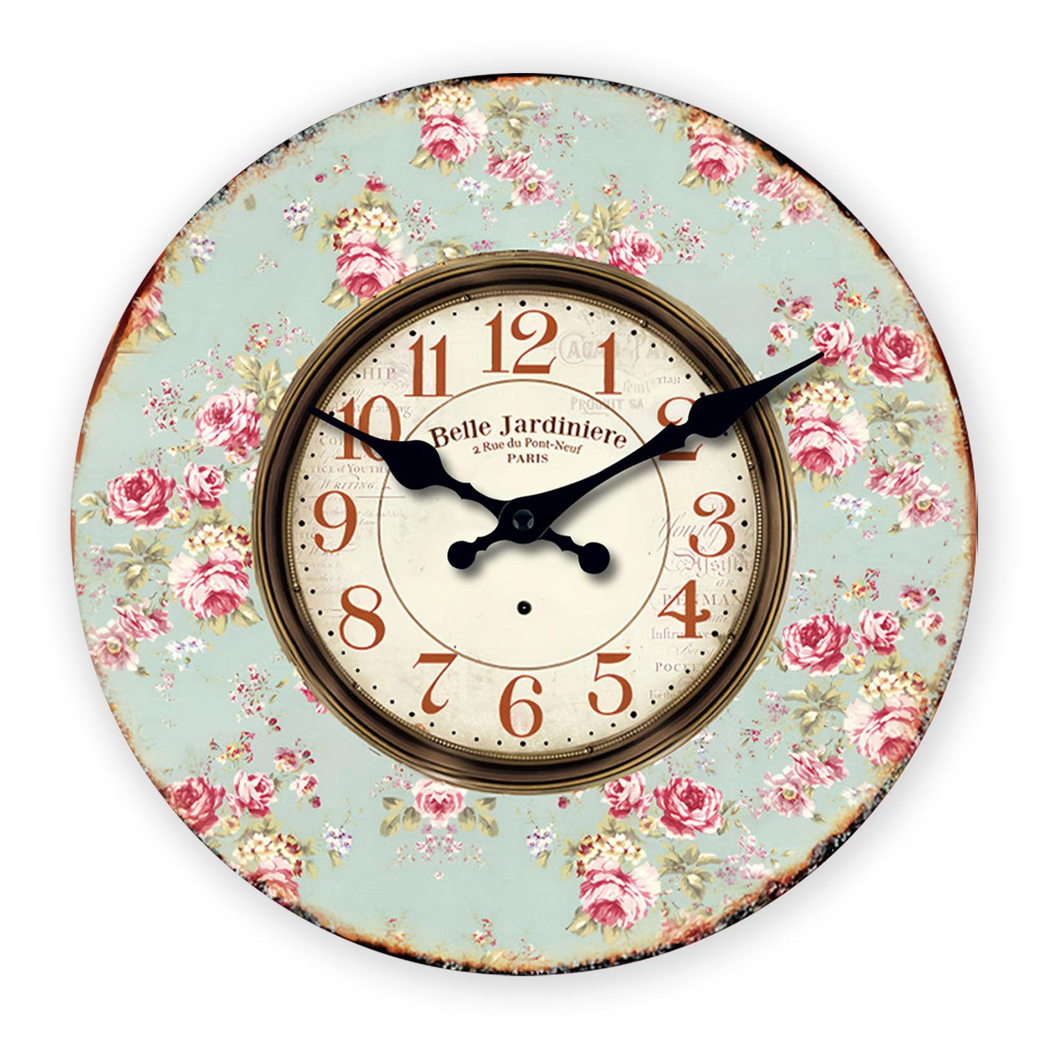 High-Quality Vintage High-Quality Elegant High-Quality Floral High-Quality Wooden High-Quality Wall High-Quality Clock High-Quality Living Interior (as the picture,10 Inch)