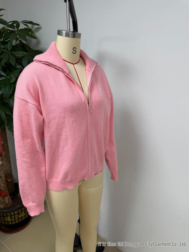 Autumn/Winter 2026 Women's Zipper Knit Cardigan - European & American Casual Fashion