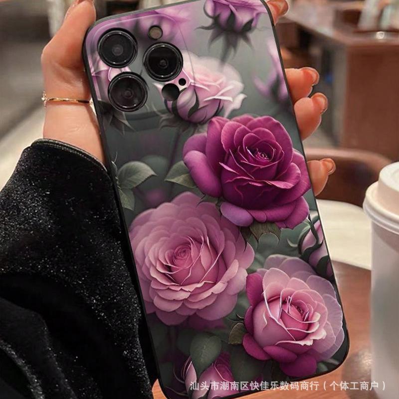 Painted flower for apple 16 pro phone case iPhone11/12/13/14 promax high fashion 15