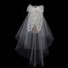 Bridal Veil Bride Elaborate Tulle Lace Bow Short Bachelorette Party Hen Party Bride Veil Hen Party Head Scarf