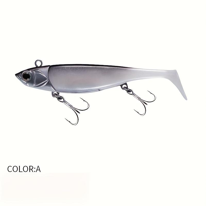 Sinking Pencil Fishing Lure 22.4g/38g Soft Tail, Long Casting Zinc Alloy Head Bait with Sharp Treble Hooks for Salmon & Topmouth Culter