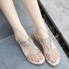 Fashion Women Flat Rhinestone Sandals Bohemian Sandals 2025 Summer New Non Slip BeachElastic Low Heels Roman Sandals Sandalias Mujer