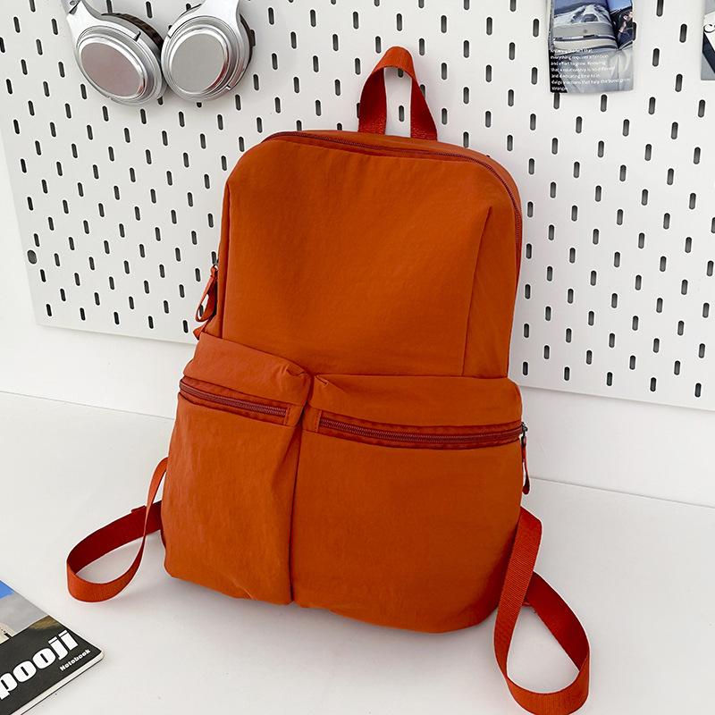 Schoolbag autumn new high-value Korean ins niche solid color simple backpack female students lightweight large-capacity backpack