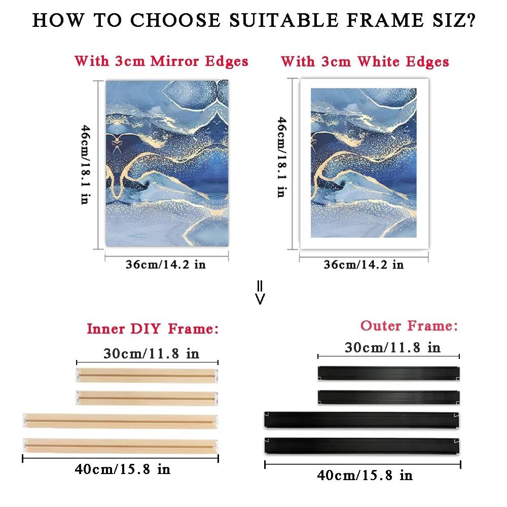 Customized DIY Frame Kit Gold Black Metal Aluminum Outer Frame and Wooden Inner Frame for Canvas Painting Gallery Home Decor