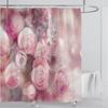 Rose Flower Shower Curtain Waterproof Shower Curtain Polyester Fabric 3D Printed Curtain Bathroom Decoration With Hook