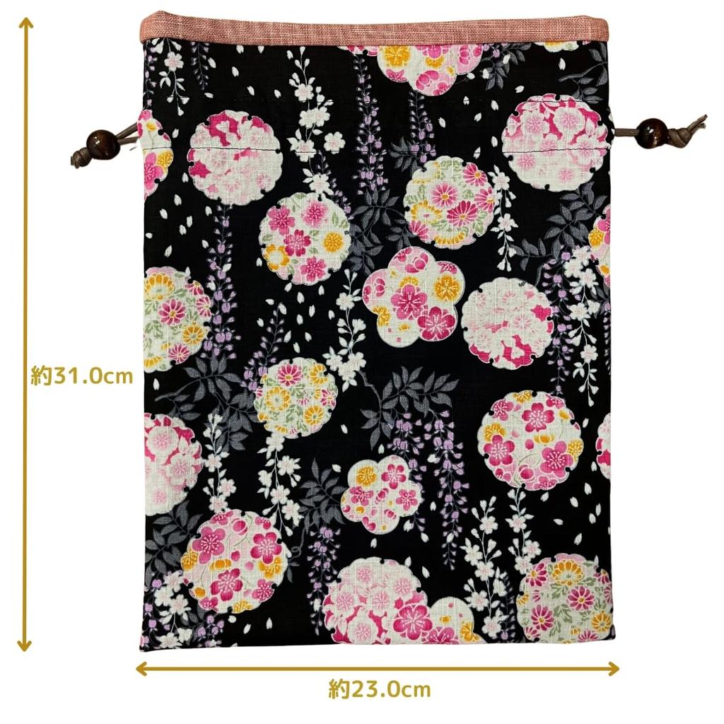 Handmade Workshop FUJITA Drawstring Floral Goshuincho Japanese Pattern Bag, Pattern, (Seal Book) Holder,