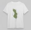 Women's Oversize Classic T-Shirt Minimalist Green Leaf Outline Print Cotton Tee