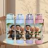 1PC Old Man And Kid Warm Art 750ml Color Plastic Sports Water Bottle Leakproof Flip Straw Lid Suitable for Sports Office Home Use