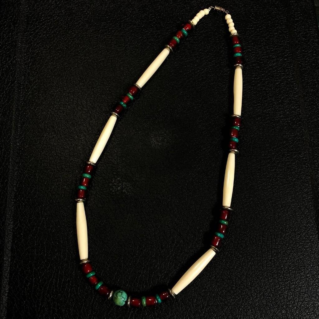 Used Turquoise Turquoise Necklace Indian Jewelry Zuni Navajo Karen Accessories White Hearts Beads Bone Beads G1