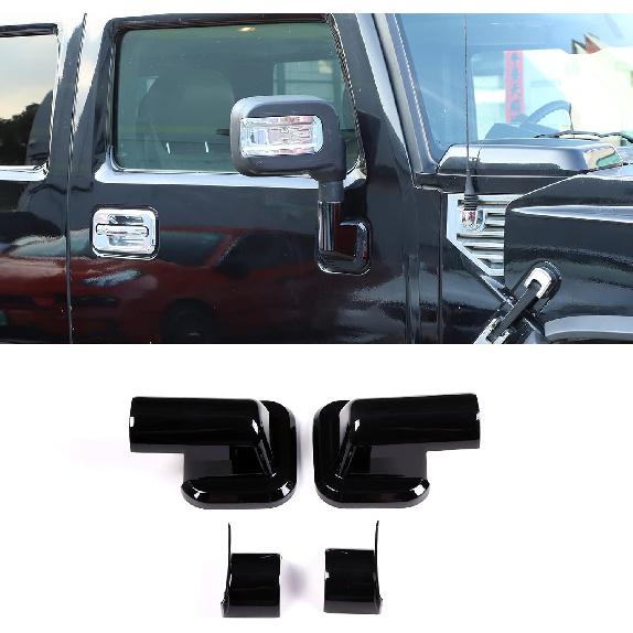 PIUGILH Fit for Hummer H2 2003-2002 ABS Front Door Side Rearview Mirror Cover Rear View Base Trim,Rearview Side Mirror Decoration Trim Cover чёрный