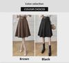 French Style Woolen A-Line Skirt for Women - Mid-Length, High Waist, Autumn/Winter