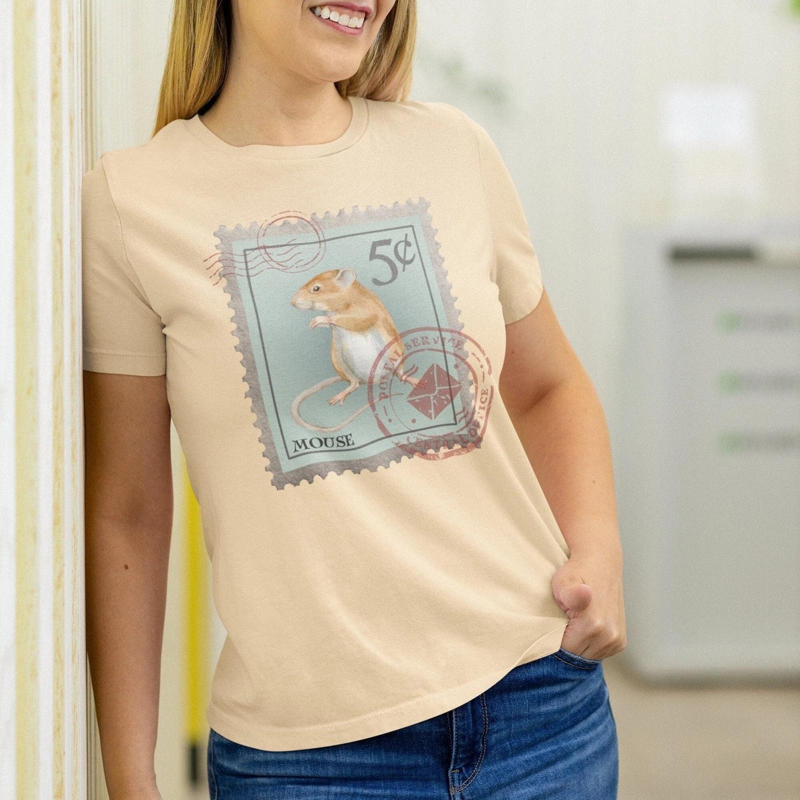 Mouse Post Stamp Shirt, Animal Lover S