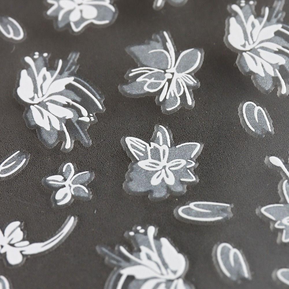 3D Charm Black White Flower Floral Petal Nail Decoration DIY Nail Art Stickers  for Nails
