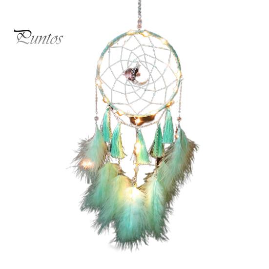 

Ловец снов, привлекательная креативная форма, железное кольцо, светодиодная луна, Ловец снов, настенное художественное украшение для дома зелёный