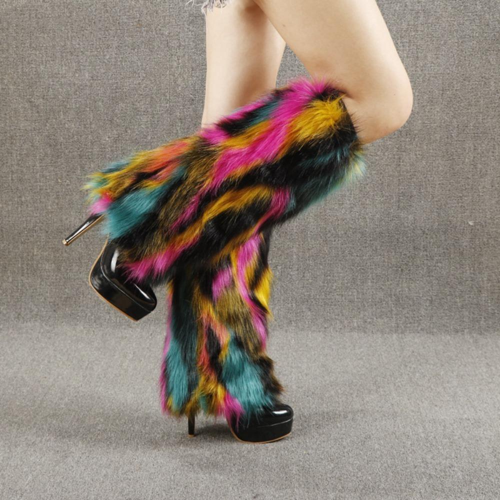 Faux Fur Furry Leg Warmers Sweet Thicken Warm Leg Cover Fashion Long Tube Stockings  Spicy Girls
