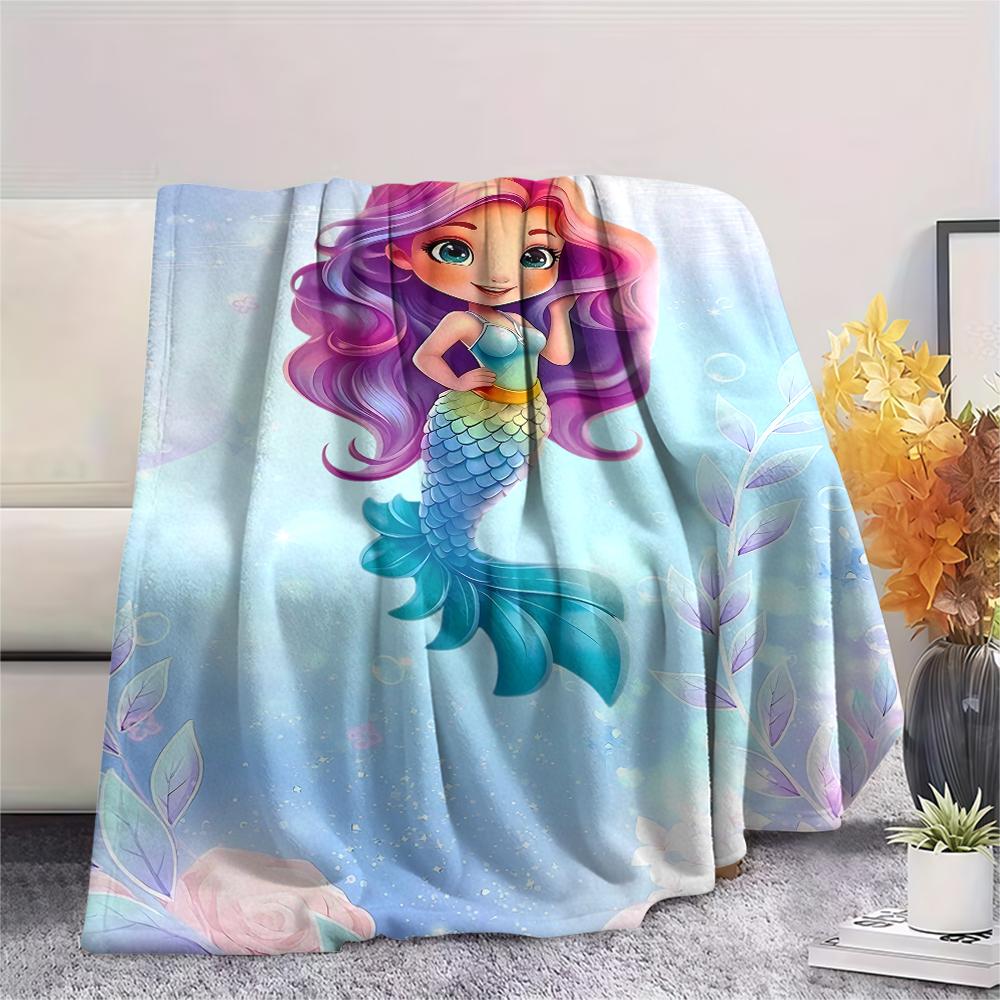 Mermaid and Stars Print Flannel Blanket,High Quality Comfortable for All Seasons,Home Decor,Warmth and Comfort,Perfect for Christmas Gifts