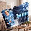 Erling Haaland Personalized Fleece Blanket With Football Logo, Custom Name Text Soft Warm Home Throw Blanket
