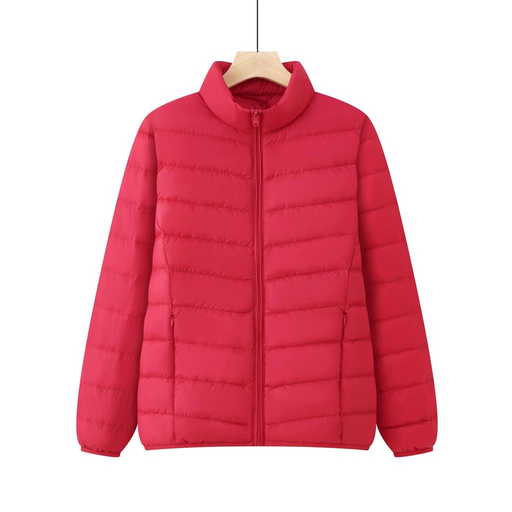 XL large size catty fat mother light down jacket new stand-up collar short white duck down warm jacket