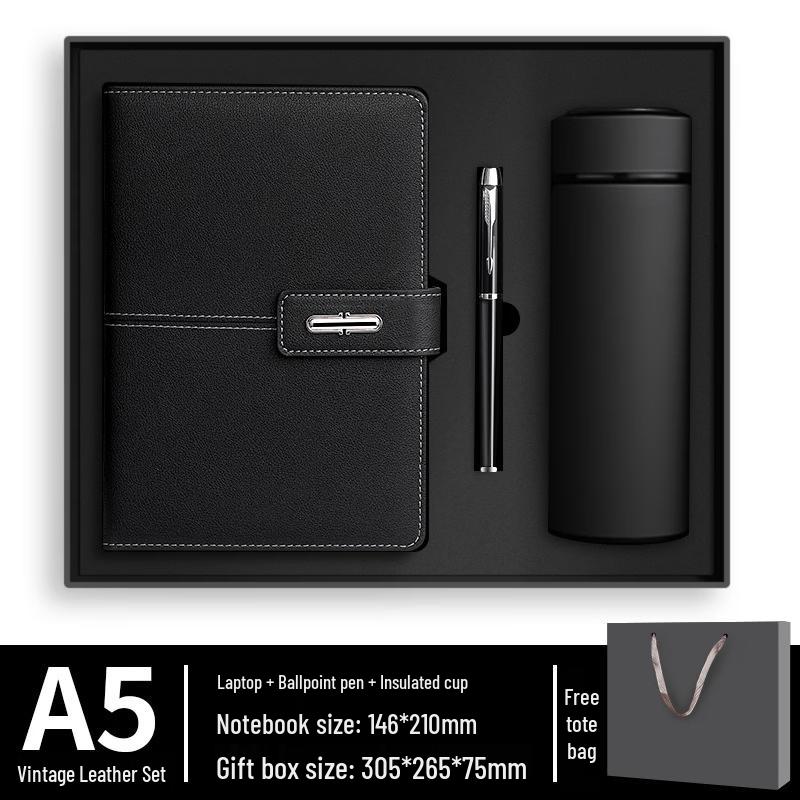 Jing You Jia Black Notebook and Thermos Set