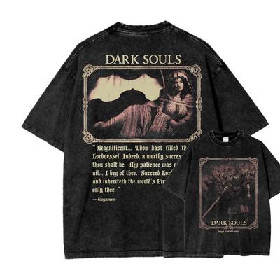 Gioco caldo Dark Souls Amante Anime Maglietta Lavata personalità Abbigliamento Oversize Unisex Coppie prodotto caldo Streetwear Alla moda morbida