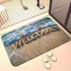 Beach Welcome Mat with Starfish Design for Home Decor - Coastal Theme Doormat, Non-Slip Floor Rug Skid Resistant Carpet