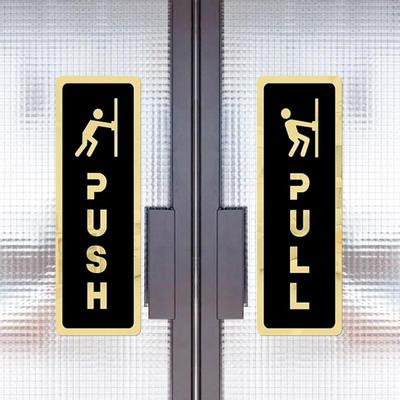 2 Pcs/set Push & Pull Window Door Sticker Acrylic Sliding Door Logo Sticker Shop Hotel Business Cafe Sign Restaurant Pull Sticke