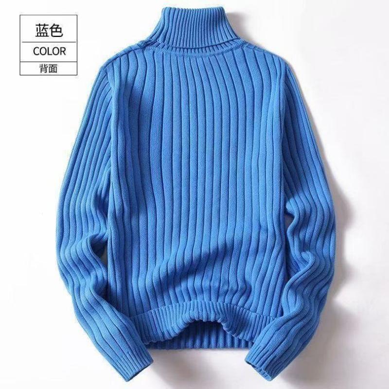Autumn and Winter High Collar Solid Color Slim Bottoming Shirt Lazy Style Casual Versatile Sweater Men's Pullover Top
