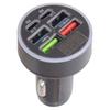 Practical Metal Plastic Car Charging Adapter with 4 USB Ports Real Time Current Voltage Screen Display for Car Use
