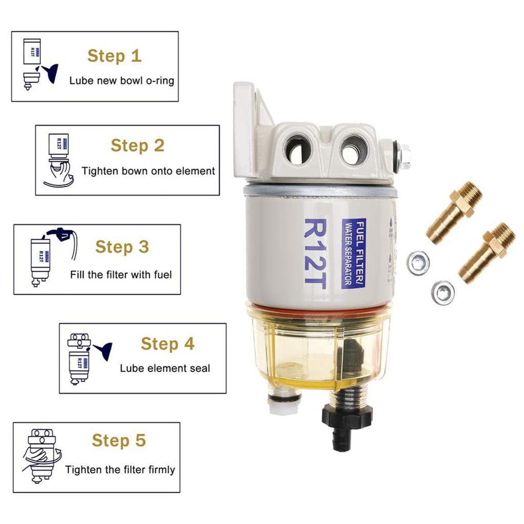 Fuel Filter Water Separator Assembly with Fitting Automotive Accessory for R12T 120AT NPT ZG1/4-19