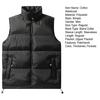 Men Cotton Waistcoat Stand Collar Sleeveless Patchwork Color Cotton Vest Coat with Pockets Elastic Drawstring Hem Zipper Placket Vest Outwear