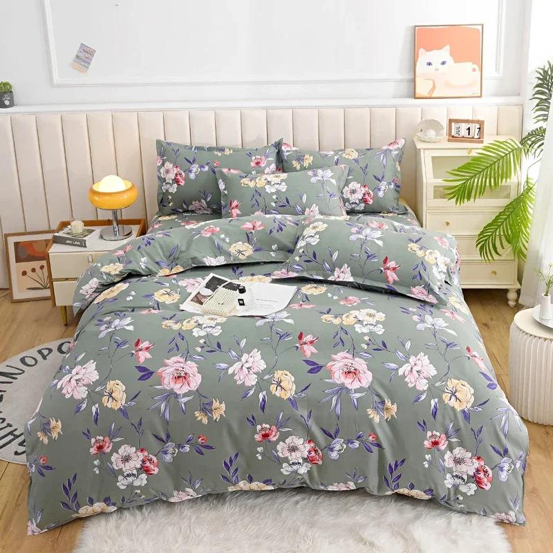 Comforter Romantic Peony Floral Reversible Shabby Flower Comforter With 2 Vintage Farmhouse Bedding Set