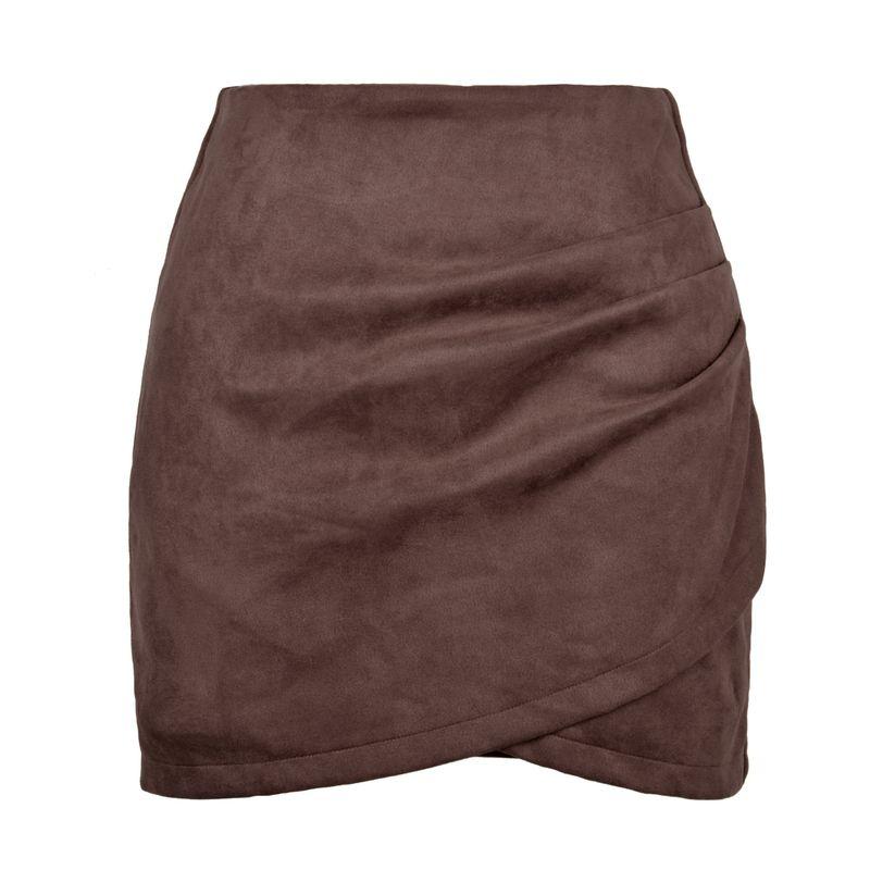 Solid Color Pleated Hip Hugging Skirt Women's Pure Color Ruffle Hip Skirt