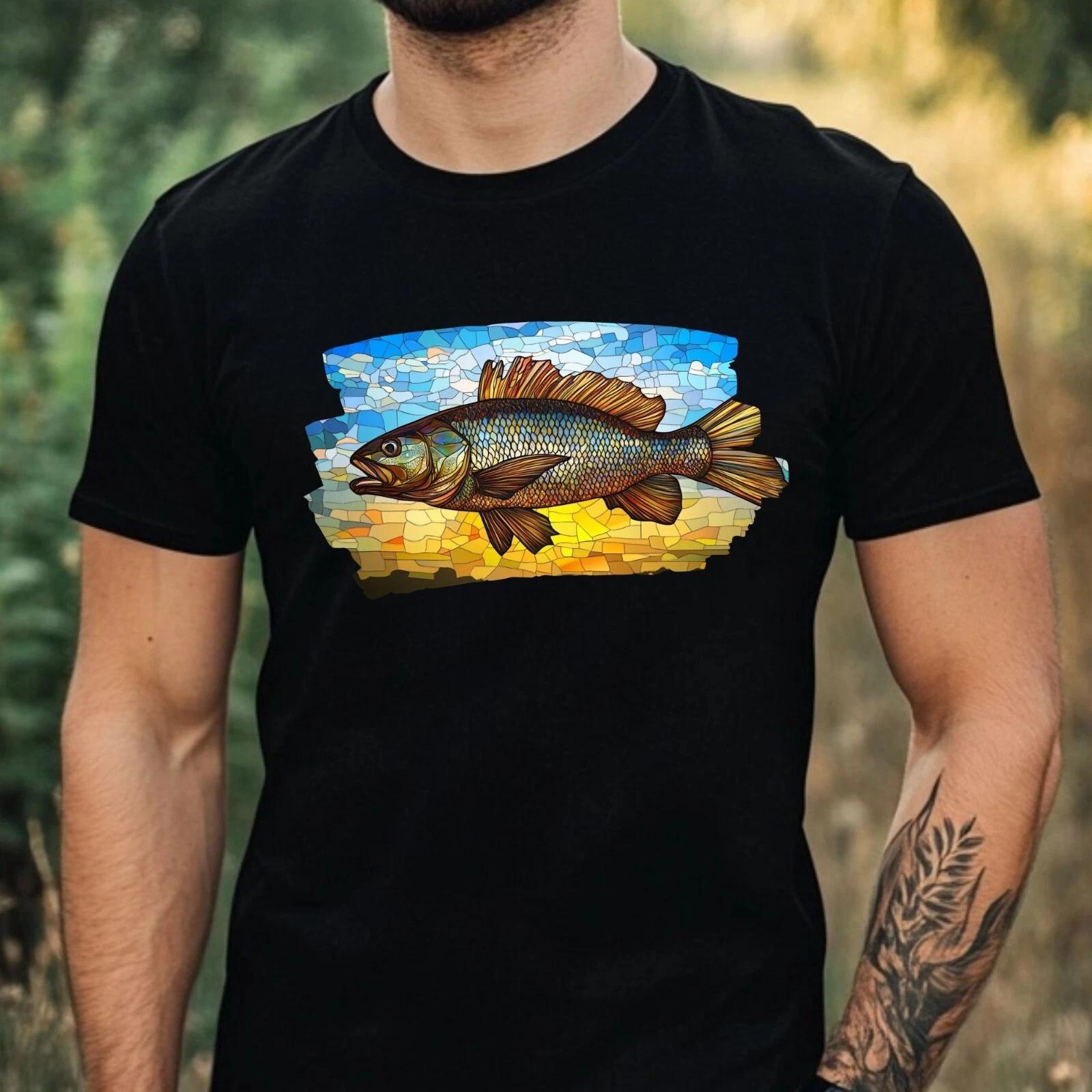 T-Shirt Herren Barsch Buntglas Motiv Baumwolle Größe XS bis 5XL XS