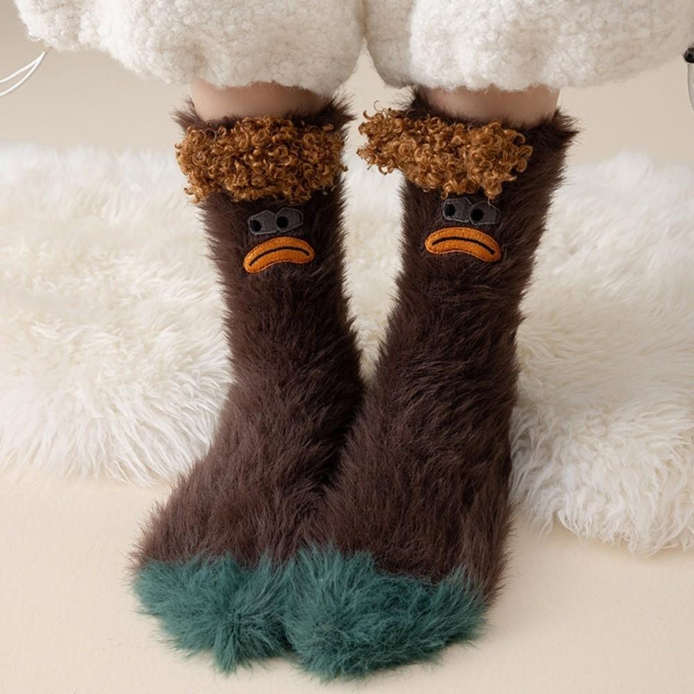 Kawaii Funny Winter Socks Cartoon Pattern Medium Tube Floor Socks Thickened Warm Tube Sock Winter Season