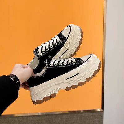 Women's Canvas Shoes Spring New Thick Bottom Versatile Platform Leisure Heightened Easy Wear Shoes Breathable Shoes Dad Shoes