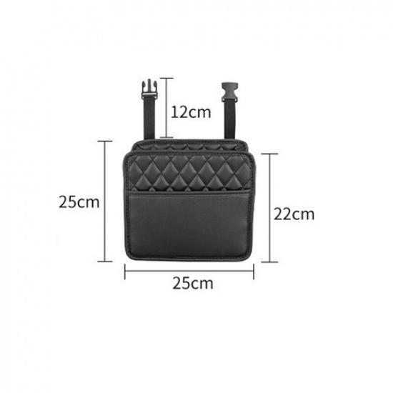 Car SUV Seat Storage Bag PU Leather Multifunction Hanging Storage Pocket Black