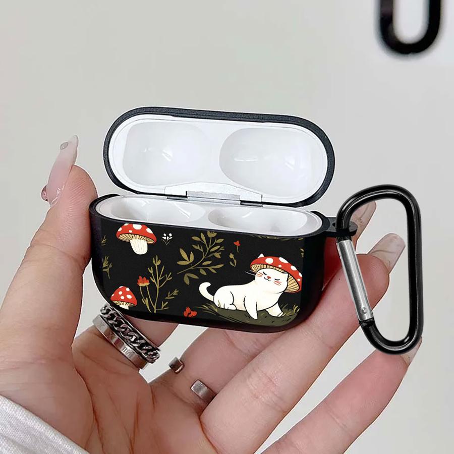 Cute Cat Wearing Mushrooms Earphone Cases Cover Case For Airpods 1 2 Pro3 3 Pro2 Pro 4