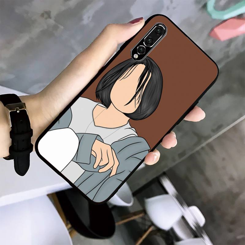 Husă Telefon Ilustrație Fată Pentru Huawei G7 G8 P7 P8 P9 P10 P20 P30 Lite Mini Pro P Smart Plus Cove Fundas
